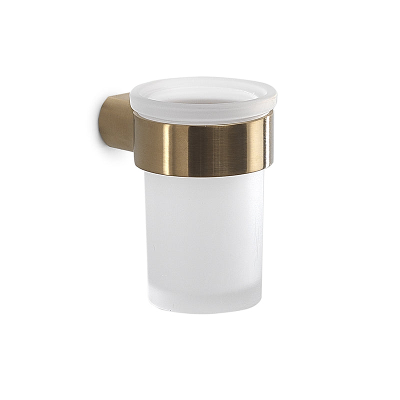 Portaspazzolini a muro in Ottone e Cromall Gedy serie Pirenei - Oro Matt