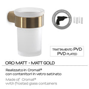 Portaspazzolini a muro in Ottone e Cromall Gedy serie Pirenei - Oro Matt