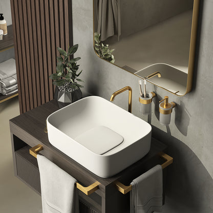 Portaspazzolini a muro in Ottone e Cromall Gedy serie Pirenei - Oro Matt