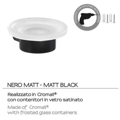 Portasapone a muro in Ottone e Cromall di Gedy serie Pirenei - Nero Matt by CeramicStore | Lo specialista del tuo bagno