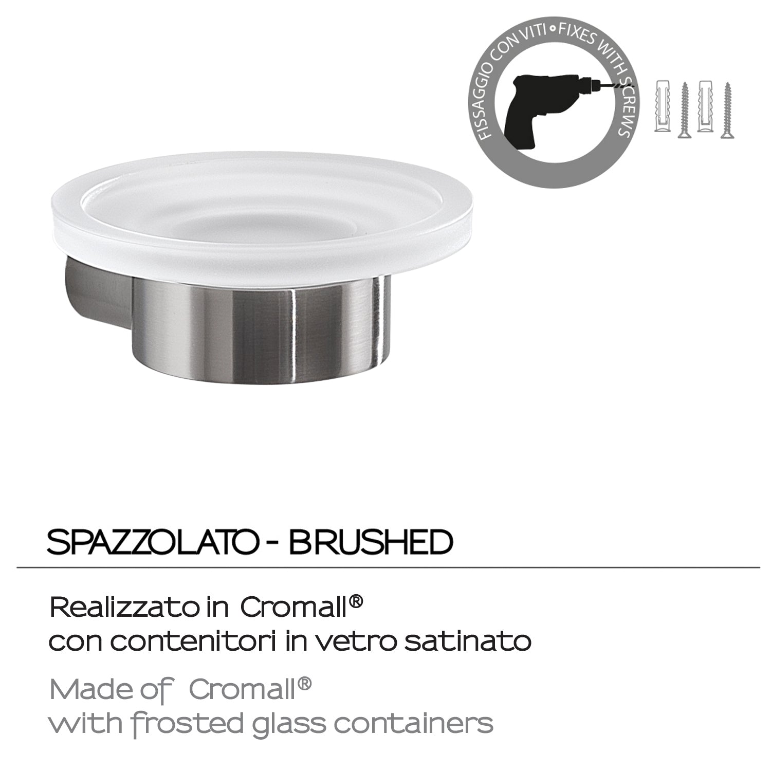 Portasapone a muro in Ottone e Cromall di Gedy serie Pirenei - Spazzolato by CeramicStore | Lo specialista del tuo bagno