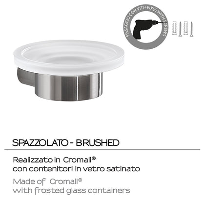 Portasapone a muro in Ottone e Cromall di Gedy serie Pirenei - Spazzolato by CeramicStore | Lo specialista del tuo bagno