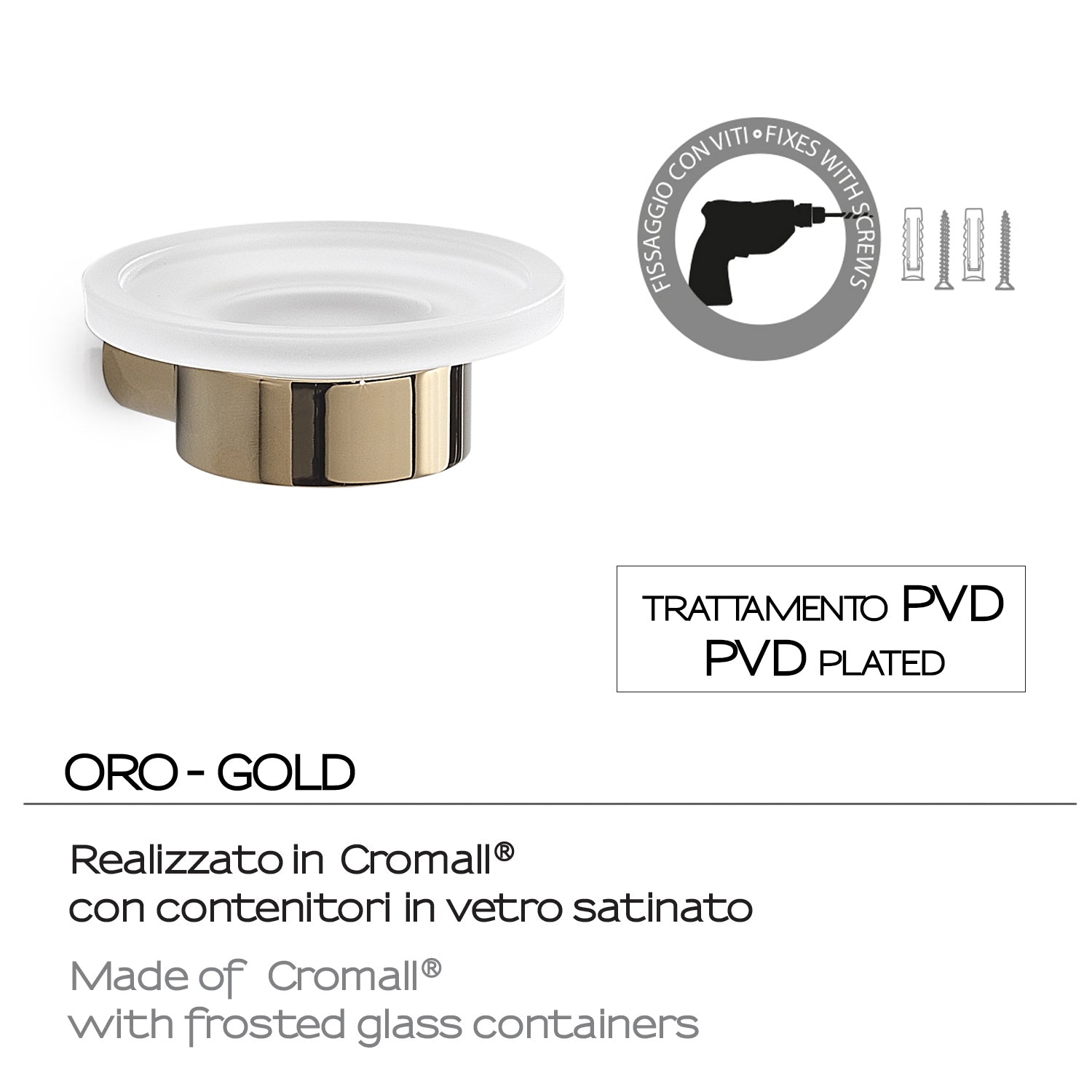 Portasapone a muro in Ottone e Cromall di Gedy serie Pirenei - Oro by CeramicStore | Lo specialista del tuo bagno