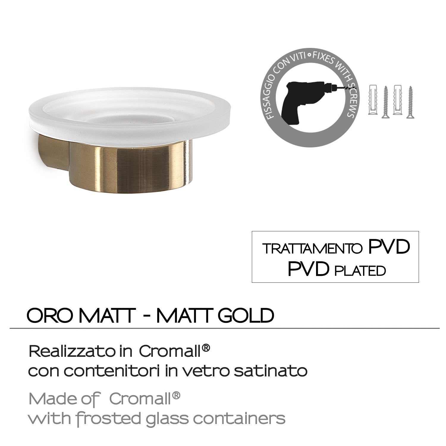 Portasapone a muro in Ottone e Cromall di Gedy serie Pirenei - Oro Matt by CeramicStore | Lo specialista del tuo bagno