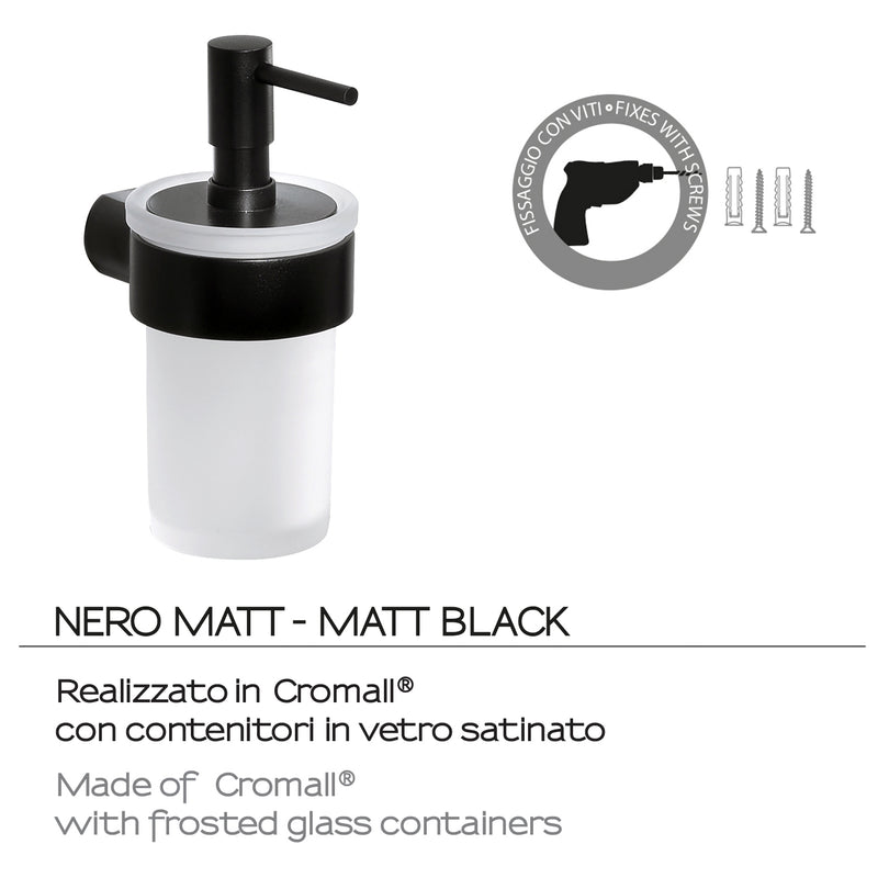 Dosasapone a muro con erogatore di Gedy serie Pirenei - Nero Matt by CeramicStore | Lo specialista del tuo bagno