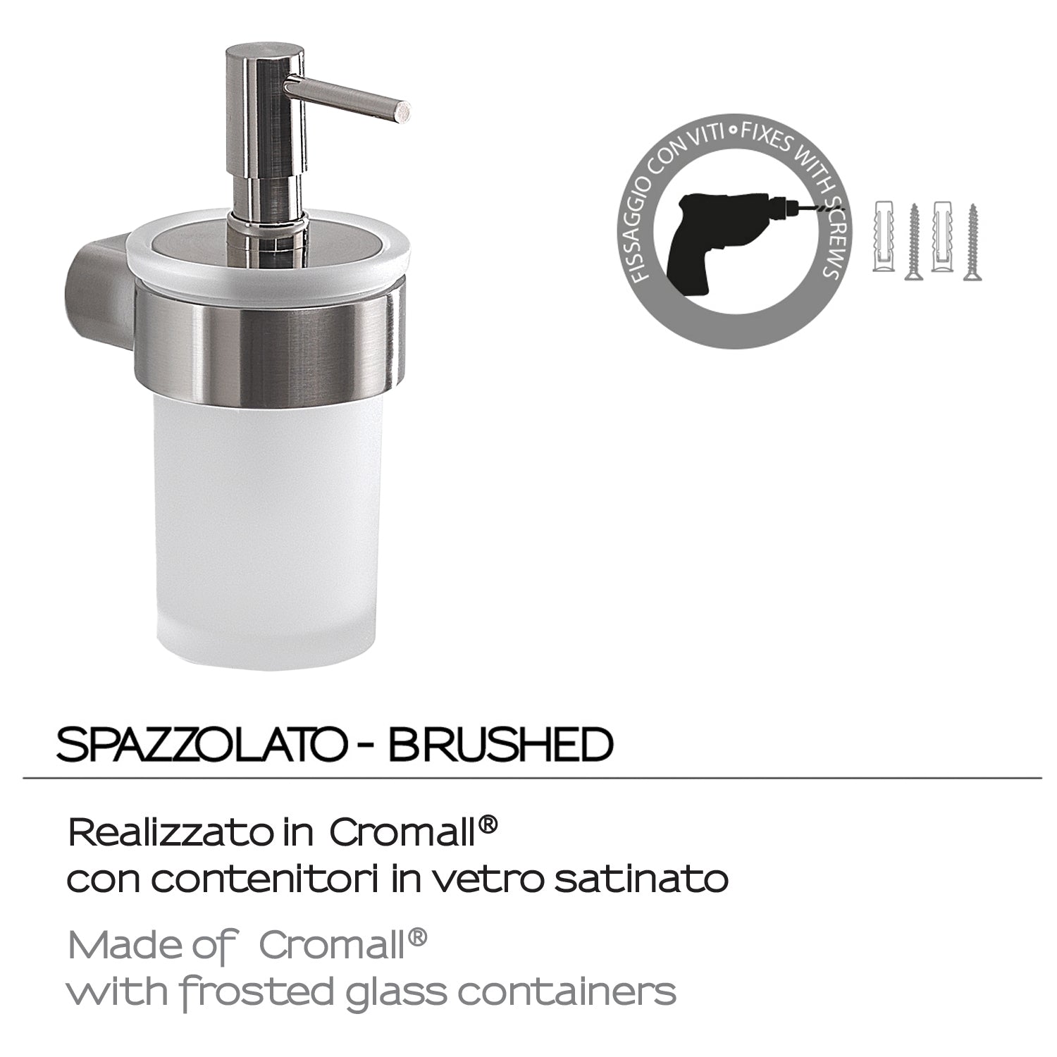 Dosasapone a muro con erogatore di Gedy serie Pirenei - Spazzolato by CeramicStore | Lo specialista del tuo bagno