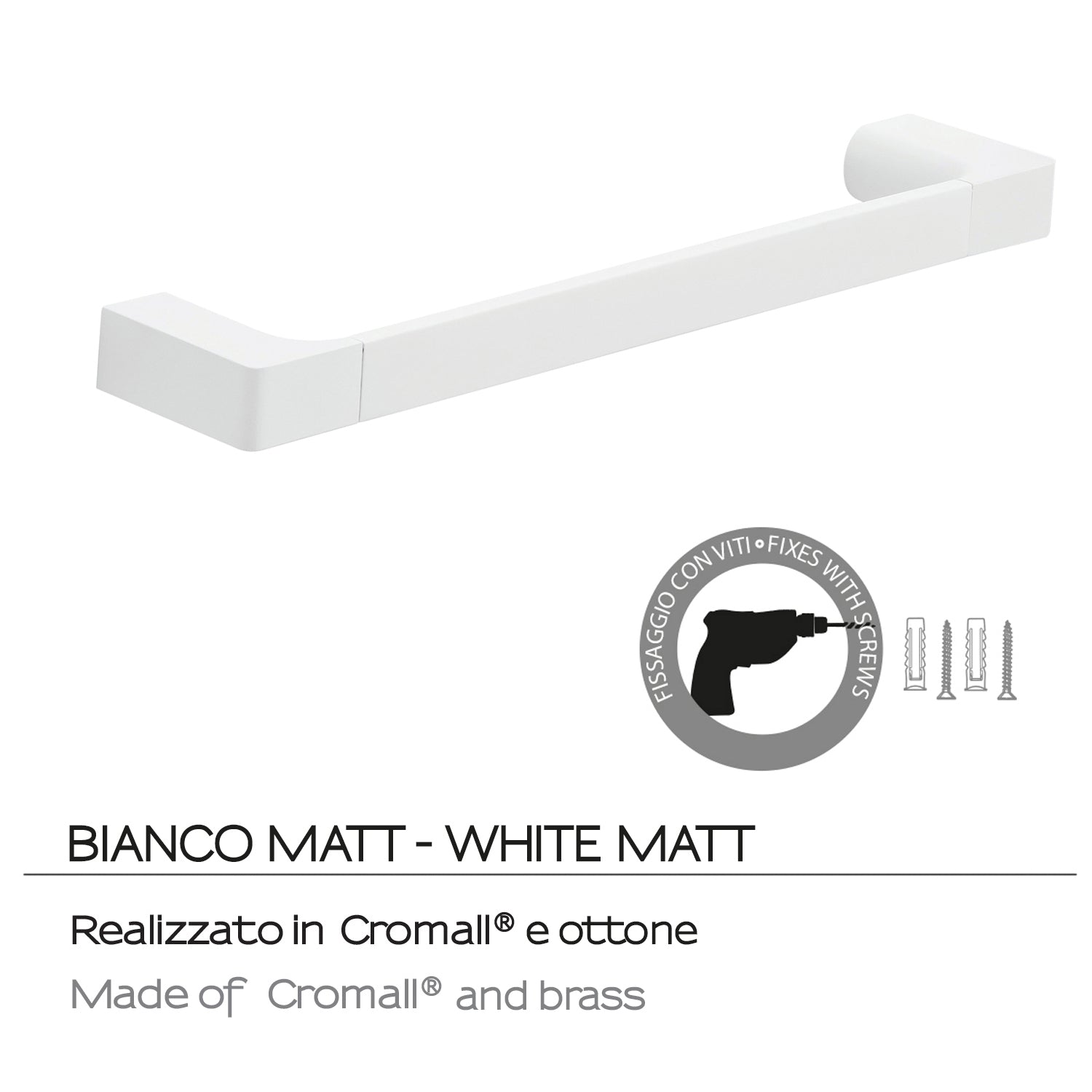 Porta asciugamani a muro Gedy serie Pirenei 35 cm - Bianco Matt by CeramicStore | Lo specialista del tuo bagno