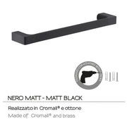 Porta asciugamani a muro Gedy serie Pirenei 35 cm - Nero Matt by CeramicStore | Lo specialista del tuo bagno