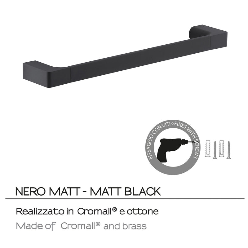 Porta asciugamani a muro Gedy serie Pirenei 35 cm - Nero Matt by CeramicStore | Lo specialista del tuo bagno