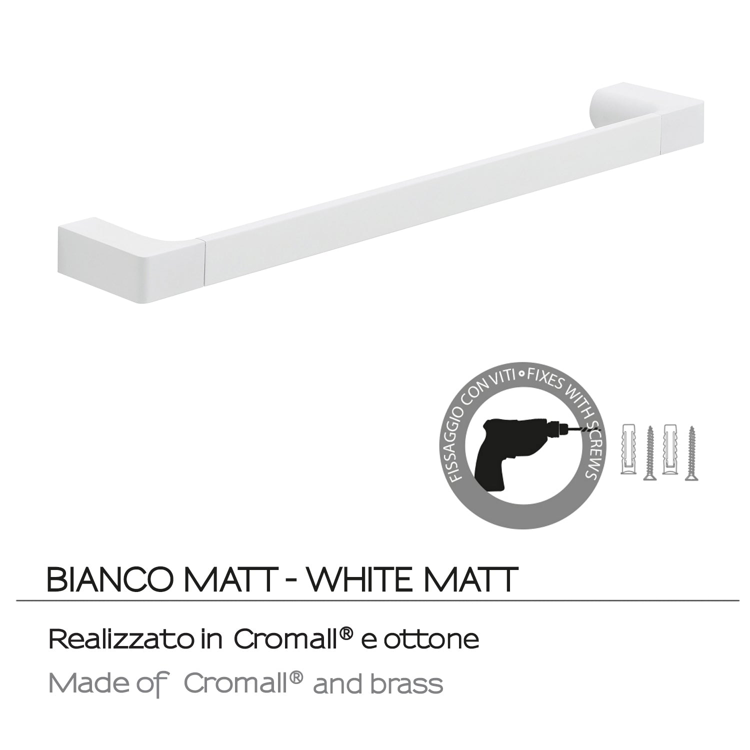 Portasalviette a muro di Gedy serie Pirenei 45 cm - Bianco Matt by CeramicStore | Lo specialista del tuo bagno