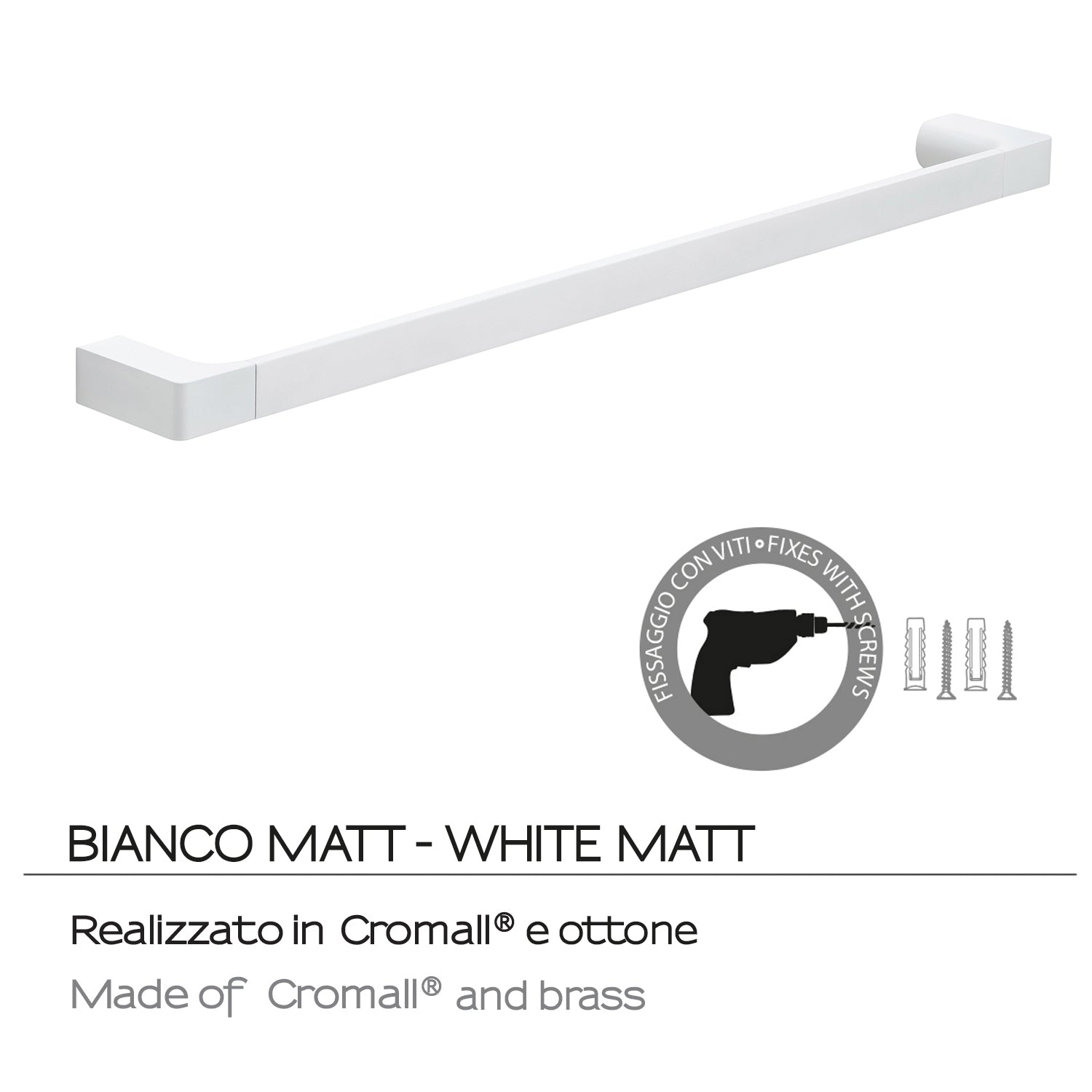 Portasalviette a muro di Gedy serie Pirenei 60 cm - Bianco Matt by CeramicStore | Lo specialista del tuo bagno
