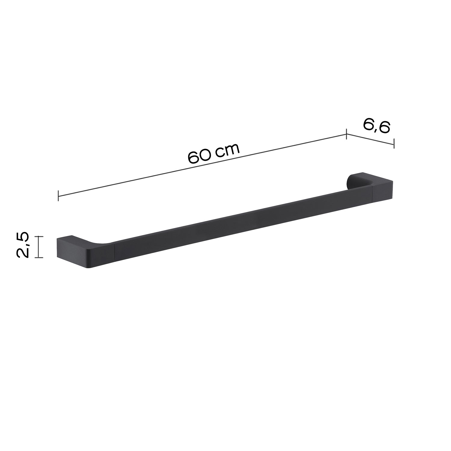 Portasalviette a muro di Gedy serie Pirenei 60 cm - Nero Matt by CeramicStore | Lo specialista del tuo bagno