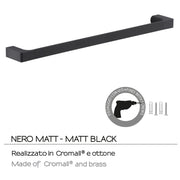 Portasalviette a muro di Gedy serie Pirenei 60 cm - Nero Matt by CeramicStore | Lo specialista del tuo bagno