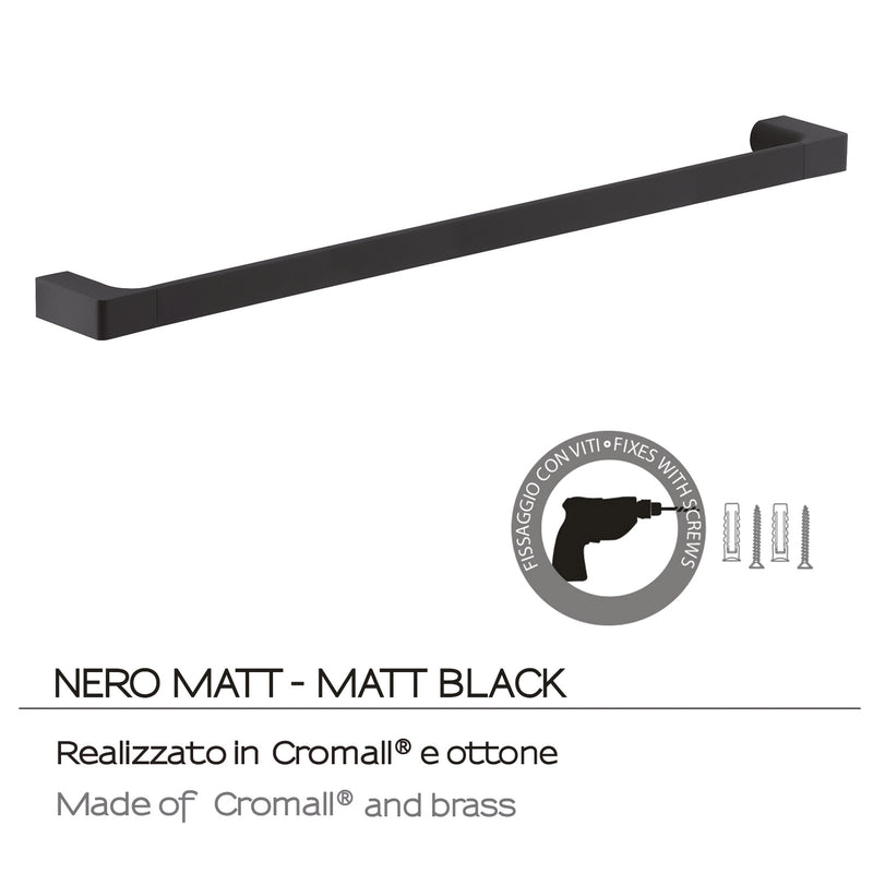 Portasalviette a muro di Gedy serie Pirenei 80 cm - Nero Matt by CeramicStore | Lo specialista del tuo bagno