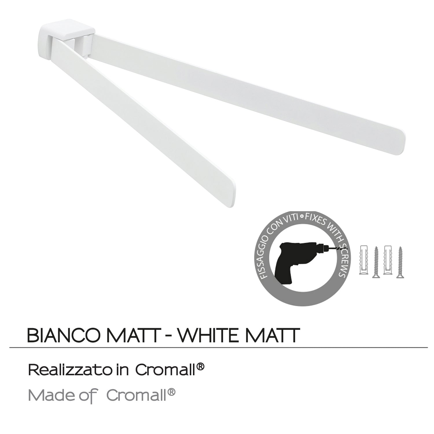 Portasalviette a snodo Gedy serie Pirenei - Bianco Matt by CeramicStore | Lo specialista del tuo bagno