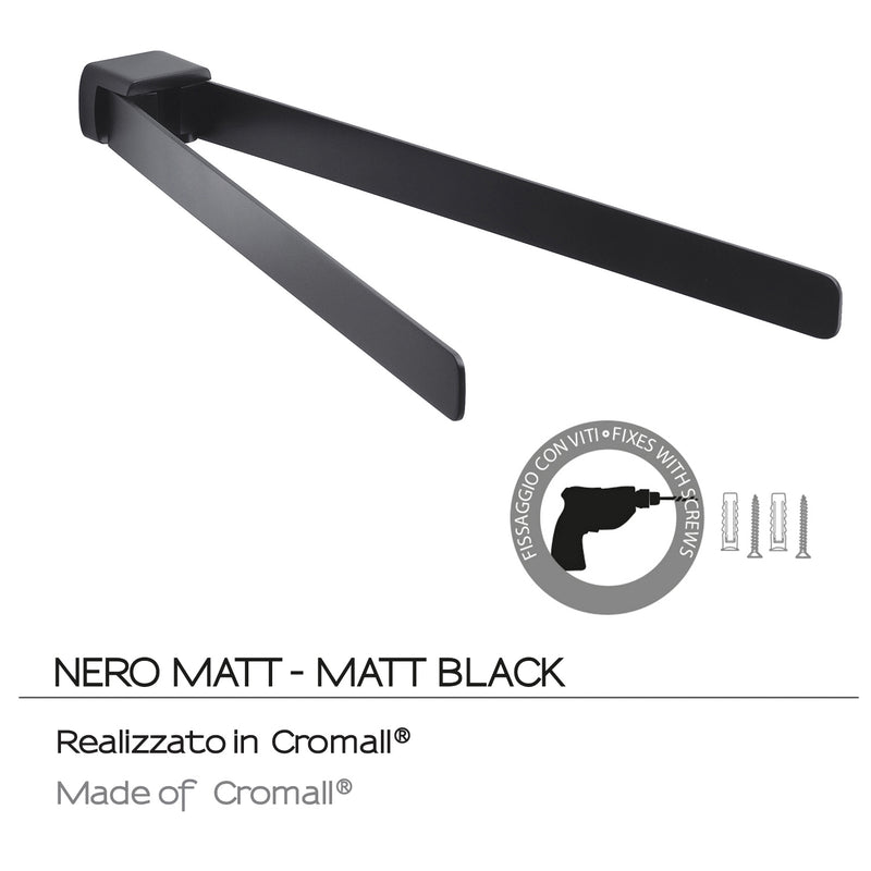 Portasalviette a snodo Gedy serie Pirenei - Nero Matt by CeramicStore | Lo specialista del tuo bagno
