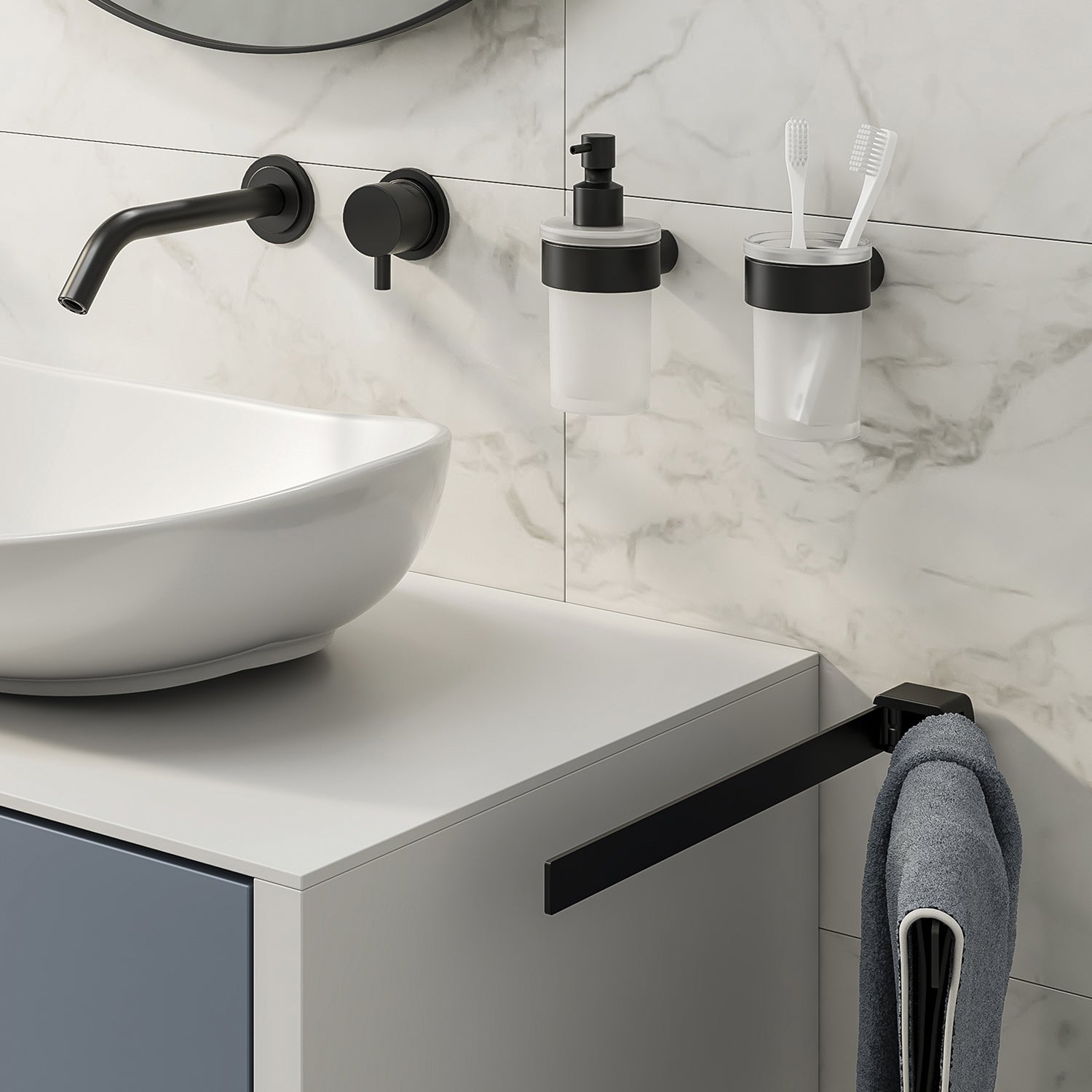 Portasalviette a snodo Gedy serie Pirenei - Nero Matt by CeramicStore | Lo specialista del tuo bagno
