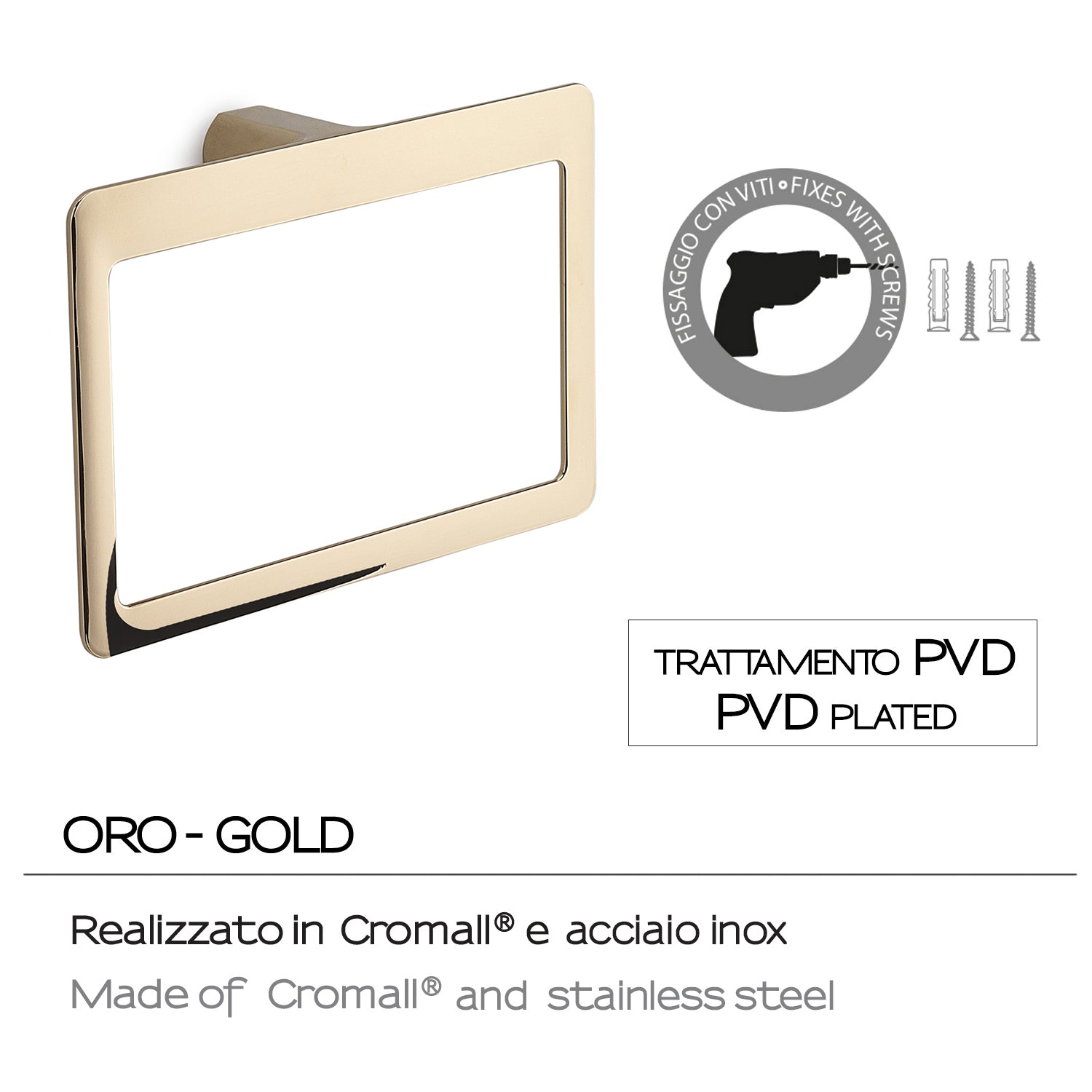 Portasalviette ad anello Gedy serie Pirenei - Oro by CeramicStore | Lo specialista del tuo bagno