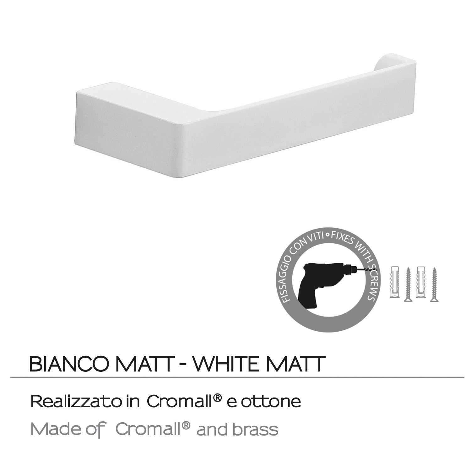 Portarotolo a muro Gedy serie Pirenei - Bianco Matt