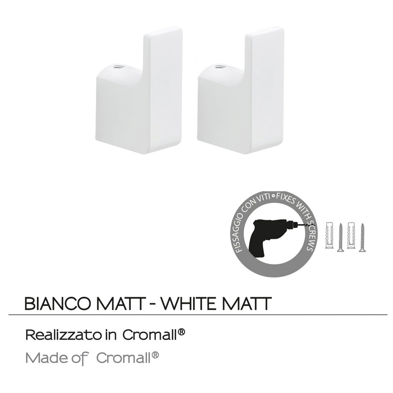 Appendiabiti 2 pezzi a muro Gedy serie Pirenei - Bianco Matt by CeramicStore | Lo specialista del tuo bagno