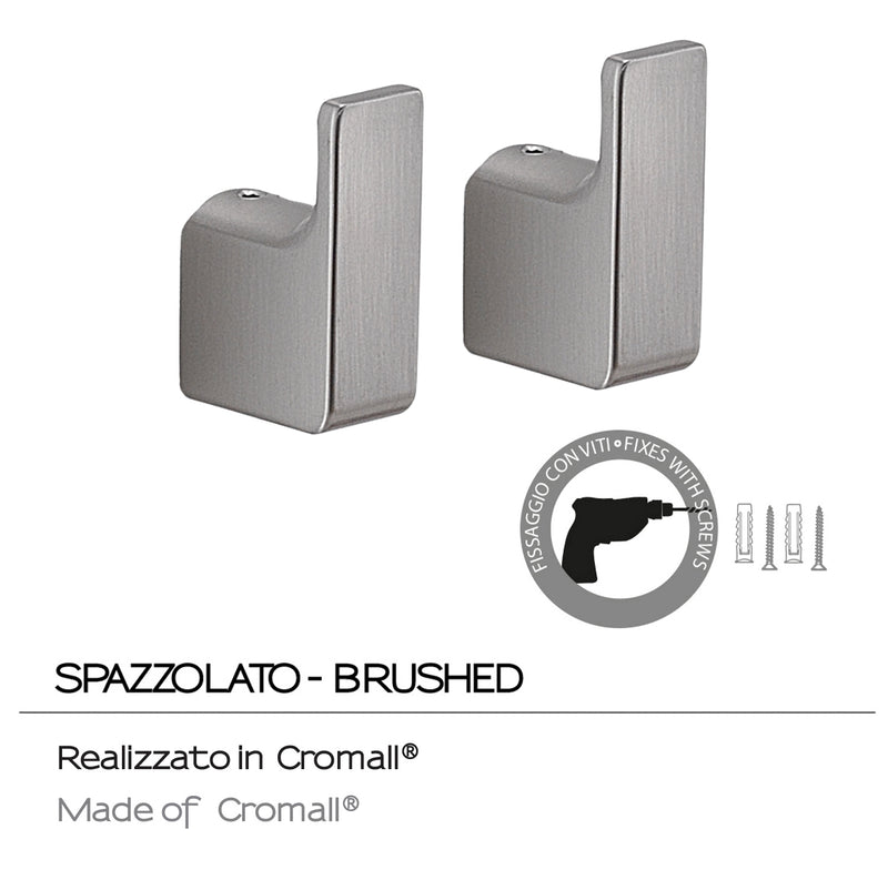 Appendiabiti 2 pezzi a muro Gedy serie Pirenei - Spazzolato by CeramicStore | Lo specialista del tuo bagno