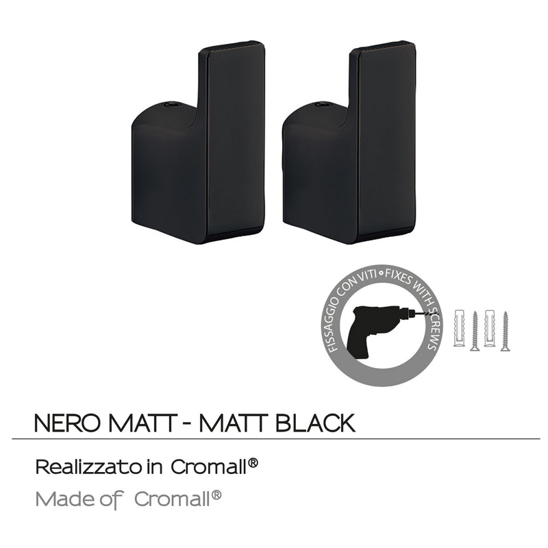 Appendini 2 pezzi a muro Gedy serie Pirenei - Nero Matt by CeramicStore | Lo specialista del tuo bagno