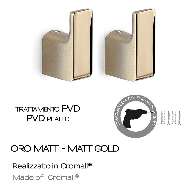 Appendiabiti 2 pezzi a muro Gedy serie Pirenei - Oro by CeramicStore | Lo specialista del tuo bagno