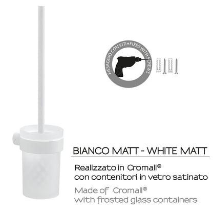 Scopino da muro con ciuffo in setole Gedy serie Pirenei - Bianco Matt by CeramicStore | Lo specialista del tuo bagno