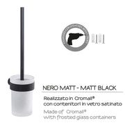 Scopino da muro con ciuffo in setole Gedy serie Pirenei - Nero Matt by CeramicStore | Lo specialista del tuo bagno