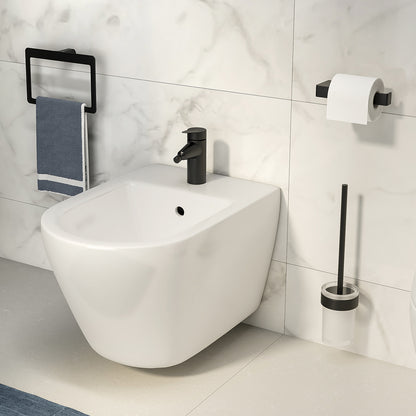 Scopino da muro con ciuffo in setole Gedy serie Pirenei - Nero Matt by CeramicStore | Lo specialista del tuo bagno