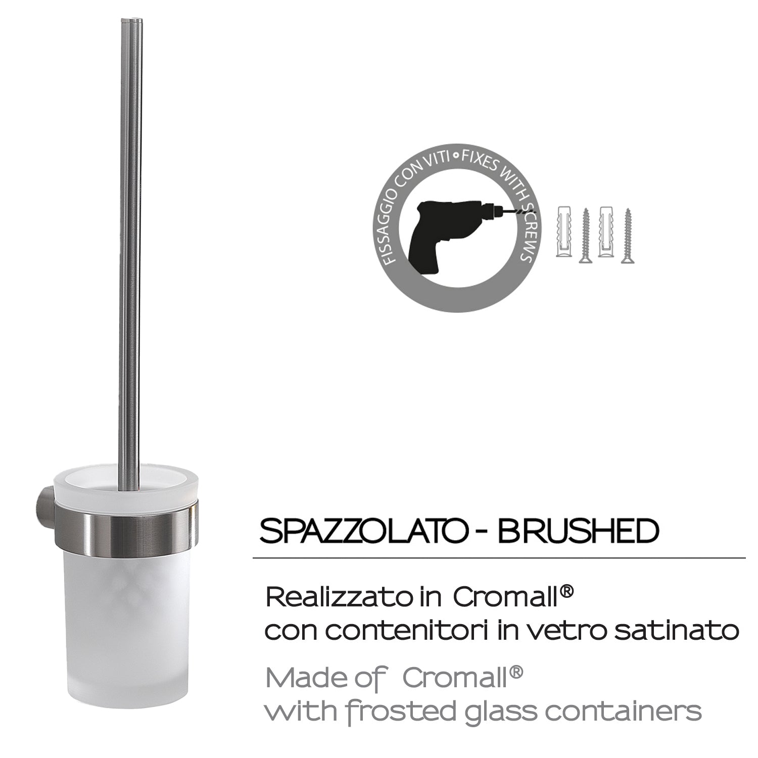 Scopino da muro con ciuffo in setole Gedy serie Pirenei - Spazzolato by CeramicStore | Lo specialista del tuo bagno