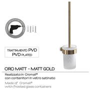 Scopino da muro con ciuffo in setole Gedy serie Pirenei - Oro Matt by CeramicStore | Lo specialista del tuo bagno