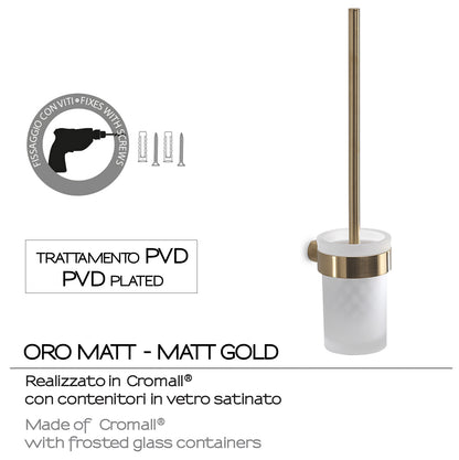 Scopino da muro con ciuffo in setole Gedy serie Pirenei - Oro Matt by CeramicStore | Lo specialista del tuo bagno