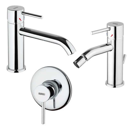 Set di Rubinetti Doccia, Lavabo canna Lunga e Bidet con scarico in ottone Cromo collezione Pico di Mamoli Rubinetterie by CeramicStore | Lo specialista del tuo bagno