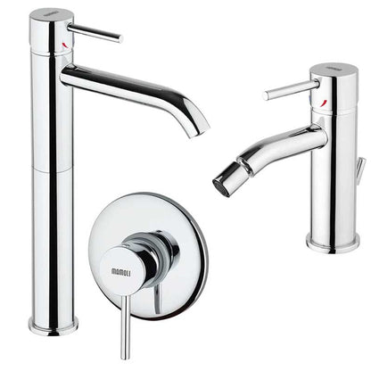 Set di Rubinetti Doccia, Lavabo Alto e Bidet con scarico in ottone Cromo collezione Pico di Mamoli Rubinetterie by CeramicStore | Lo specialista del tuo bagno
