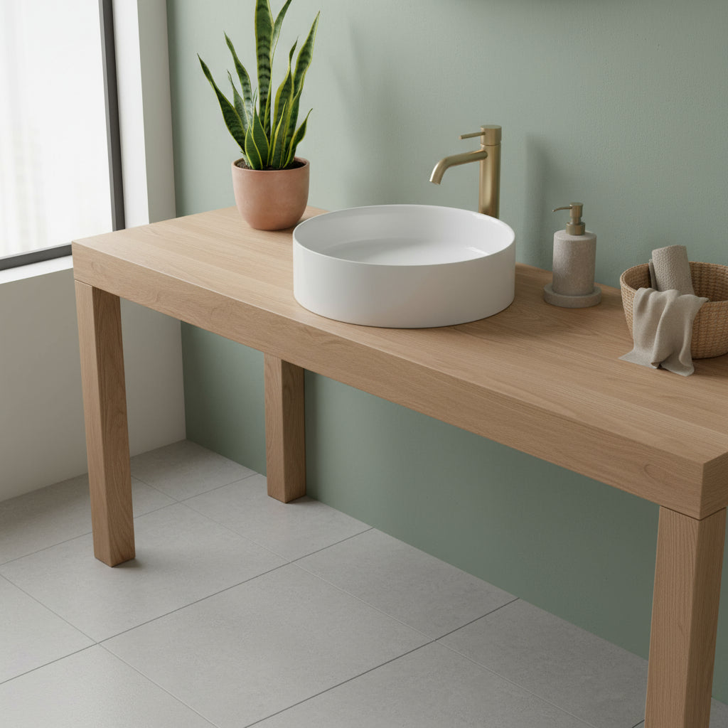 Lavabo tondo da appoggio diam38cm serie Smart-B di Ceramica Galassia -  Bianco lucido