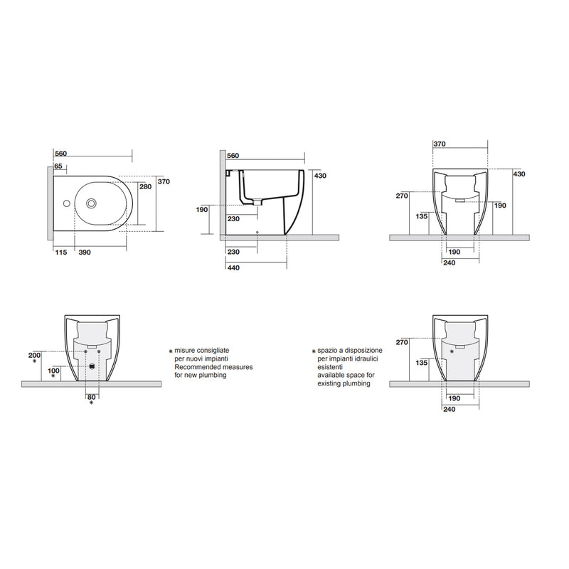 Bidet Filomuro 56x37 cm collezione Flo Kerasan