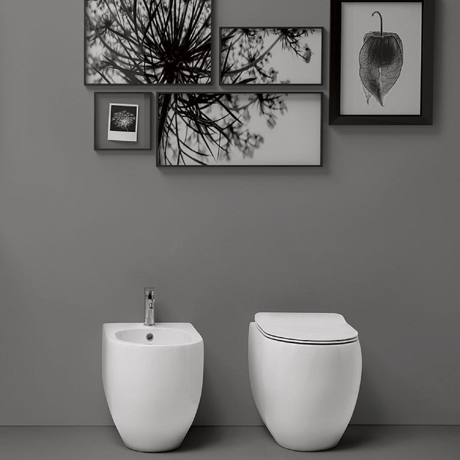Sanitari filomuro 48x36 cm collezione Flo Kerasan con sedile soft close