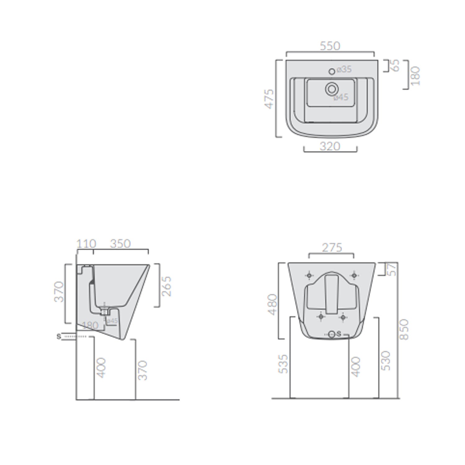 Lavatoio sospeso Ceramica Galassia modello MegPro11 55 x 47,5 cm by CeramicStore | Lo specialista del tuo bagno