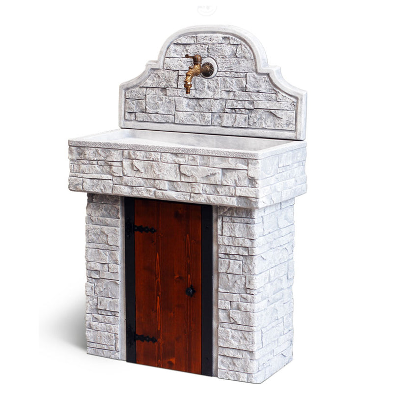 Lavello da giardino con paraschizzi e supporto in cemento con sportello cm 80 modello Serapo Grigio by CeramicStore | Lo specialista del tuo bagno