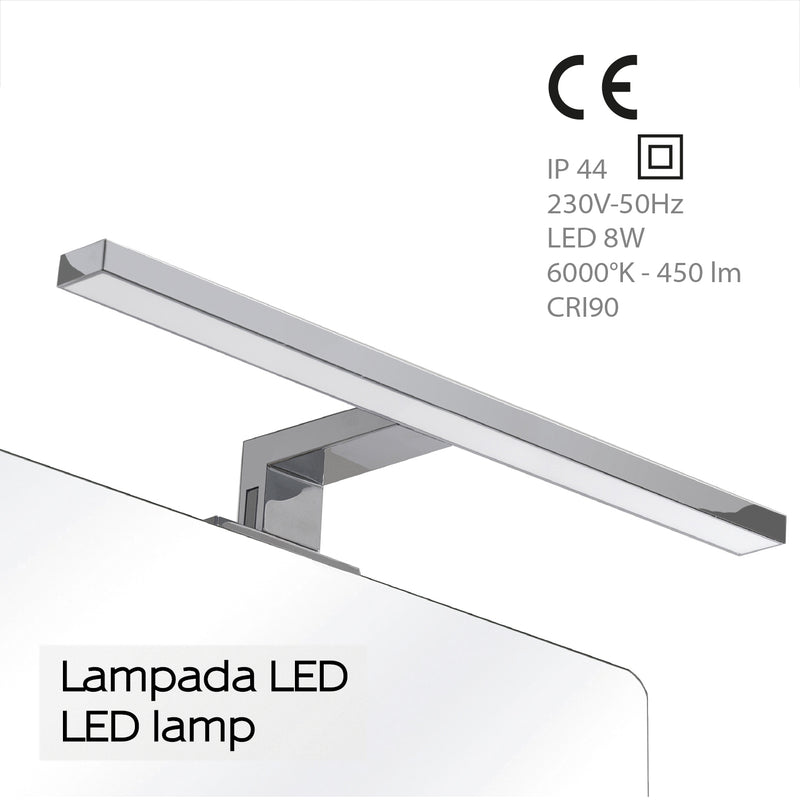 Lampada Led per specchio da 45 cm con attacco universale modello Madeira di Gedy - Cromato by CeramicStore | Lo specialista del tuo bagno