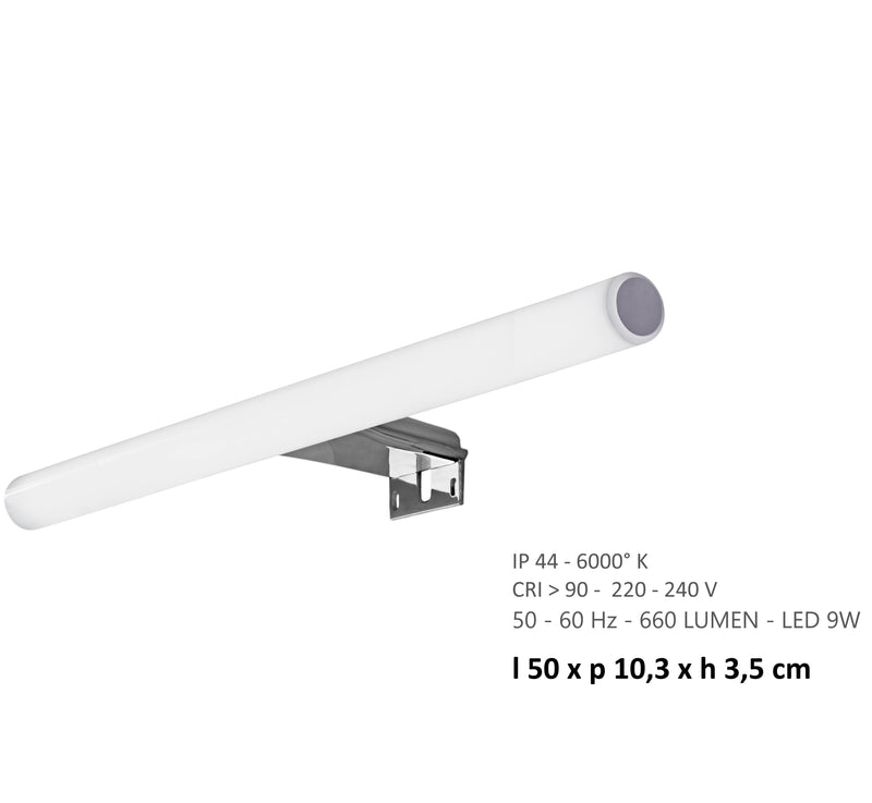 Lampada a Led da 50 cm con telaio di fissaggio modello Kos di Gedy - Cromato