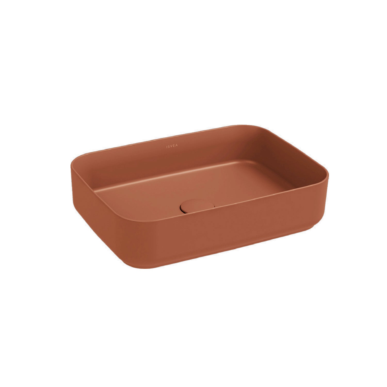 Lavabo d'appoggio rettangolare senza foro BathCore serie Infinity 50x36 color Terracotta Opaco