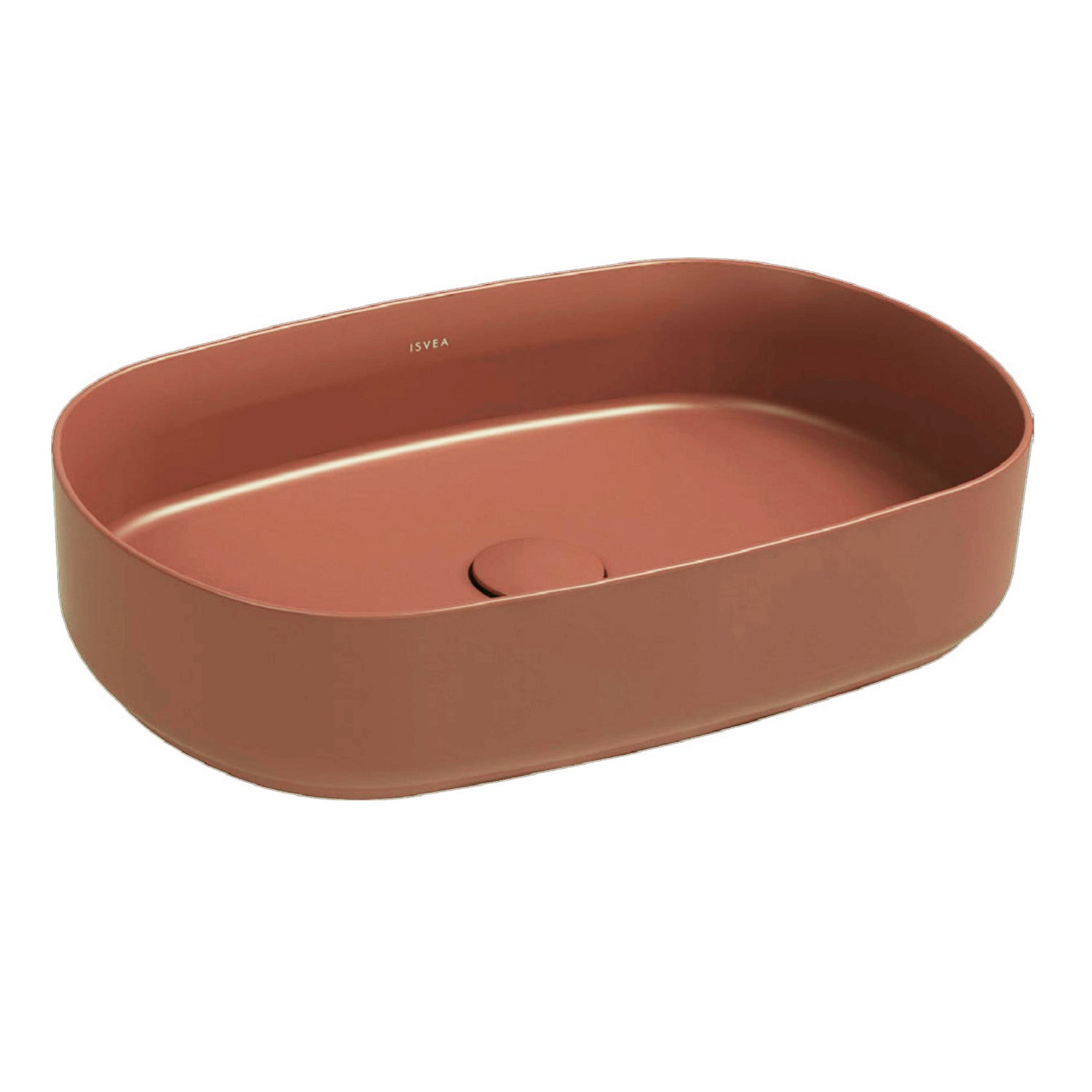 Lavabo d'appoggio ovale senza foro BathCore serie Infinity 55x36 color Terracotta Opaco