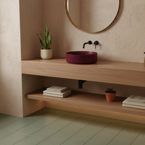 Lavabo d'appoggio tondo senza foro BathCore serie Infinity 36 cm color Bordeaux Opaco