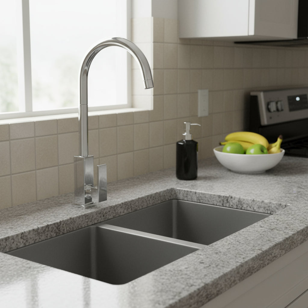 Miscelatore monocomando lavello a canna girevole modello Mars bocca tonda in ottone cromato by CeramicStore | Lo specialista del tuo bagno