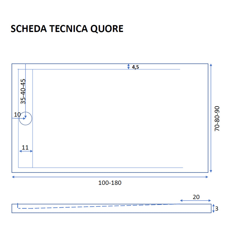 Piatto doccia in gel coat Spirit con griglia in tinta cm 70x100 Bianco Segnale by CeramicStore | Lo specialista del tuo bagno