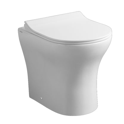 Coppia di sanitari filomuro WC rimless bidet e coprivaso modello Liz di Althea cm 50x36