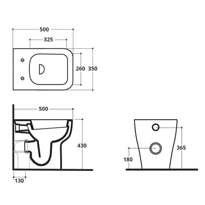 Coppia di sanitari filomuro WC bidet e coprivaso modello Reverse di Althea cm 50x36