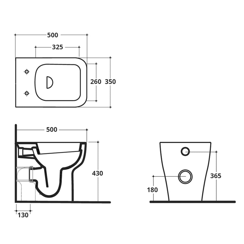 Coppia di sanitari filomuro WC bidet e coprivaso modello Reverse di Althea cm 50x36